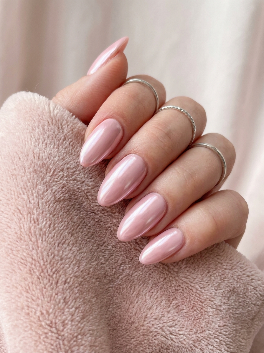 Chrome Baby Pink Nails als Y2K Nails Inspiration 2026